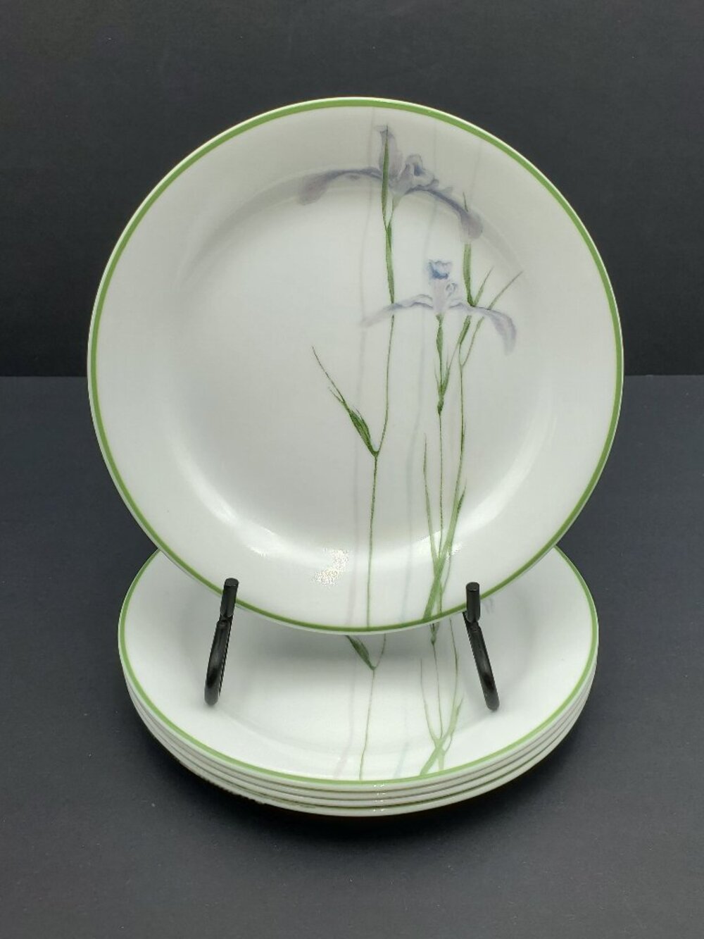 Corelle Shadow Iris Salad Plates Corning Purple Flowers Dessert Appetizer Plates